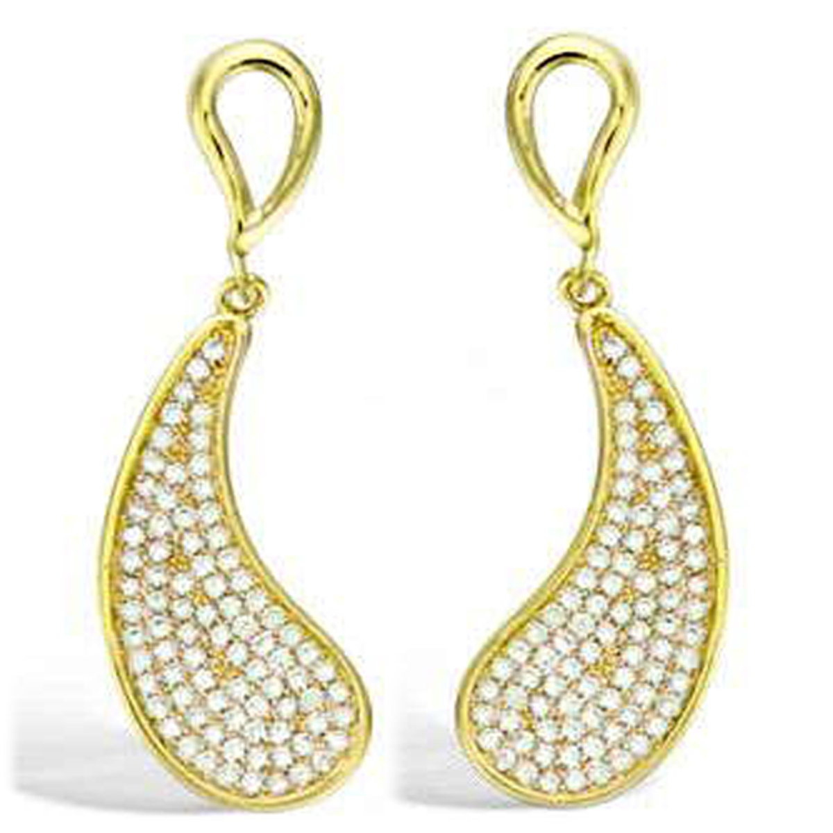 Boucles Plaqué Or \'Sissi\' blanc doré - 31x11 mm - [L7032]