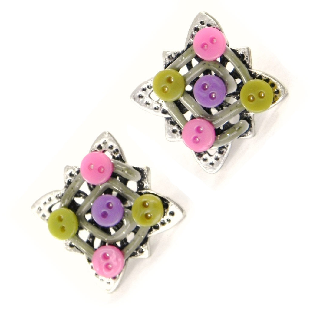 Boucles créateur \'Babouchka\' vert rose - [H8800]