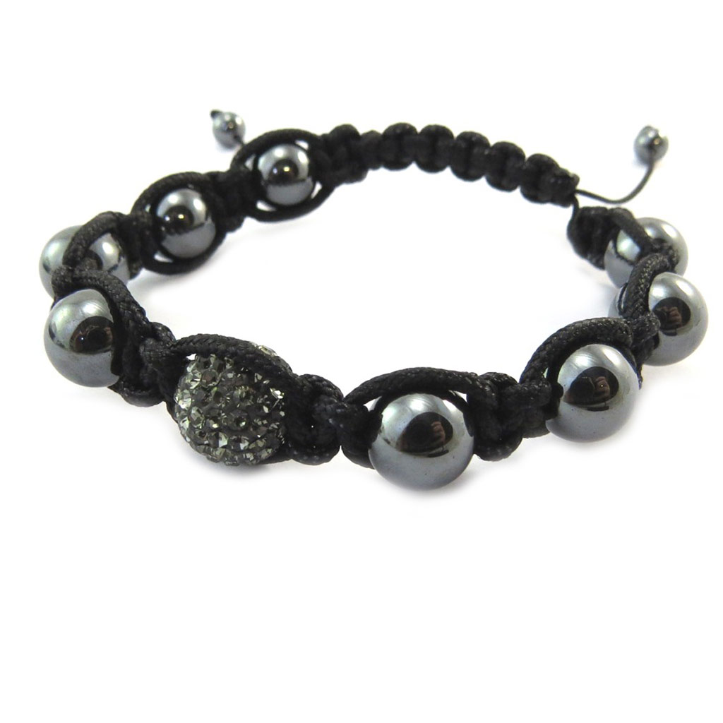 Bracelet ethnique \'Shambhala\' noir gris - [P2571]