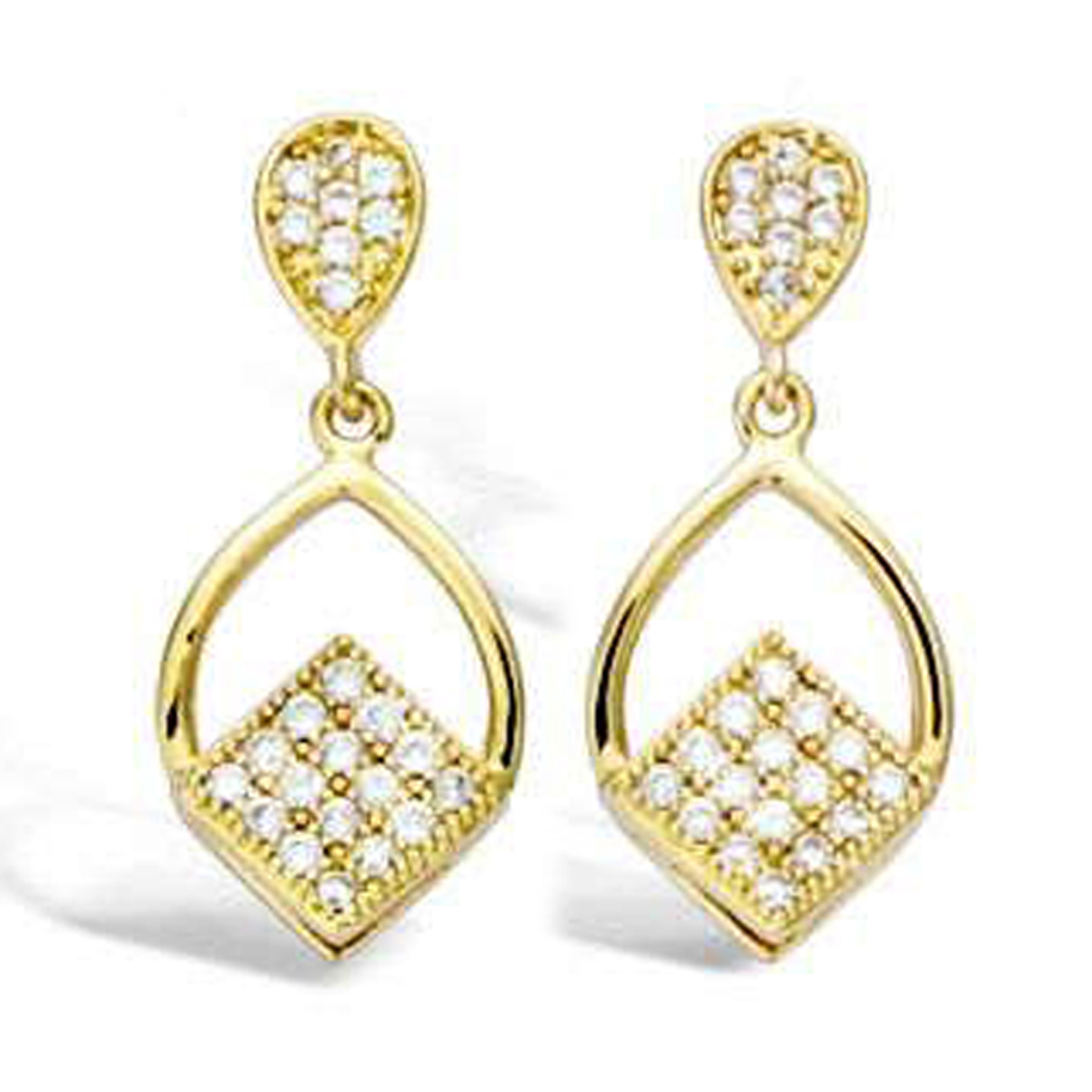 Boucles Plaqué Or \'Sissi\' blanc doré - 19x8 mm - [L7035]