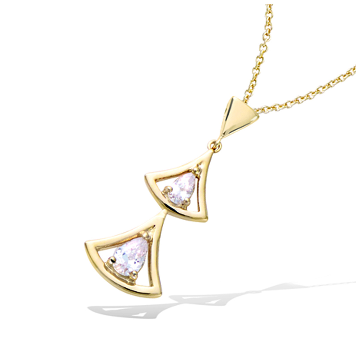 Pendentif plaqué or \'Sissi\' blanc doré - 23x12 mm - [Q4042]