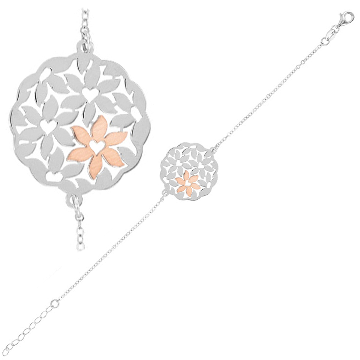 Bracelet argent \'Carmen\' argenté doré rosé (rhodié) - [P2585]