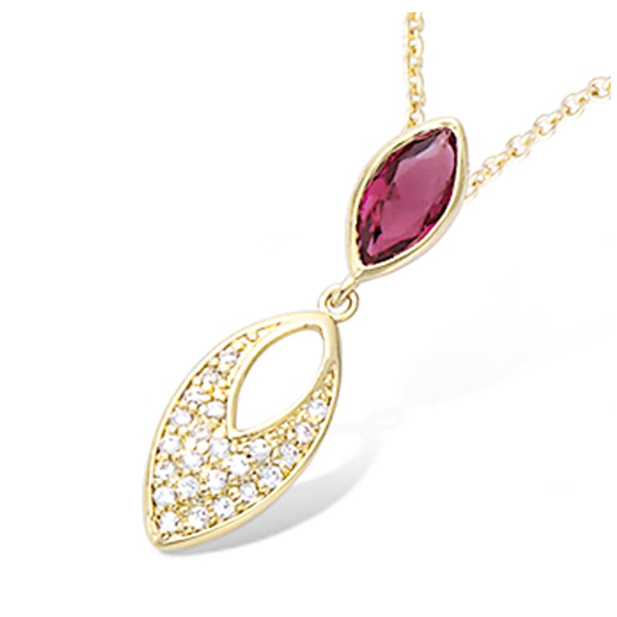 Collier Plaqué-Or \'Sissi\' rubis doré - 25x7 mm - [N5398]