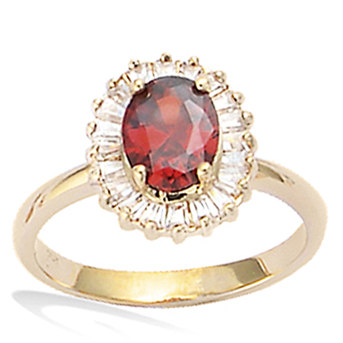 Bague Plaqué Or \'Sissi\' rouge doré - 12x10 mm - [L1780]