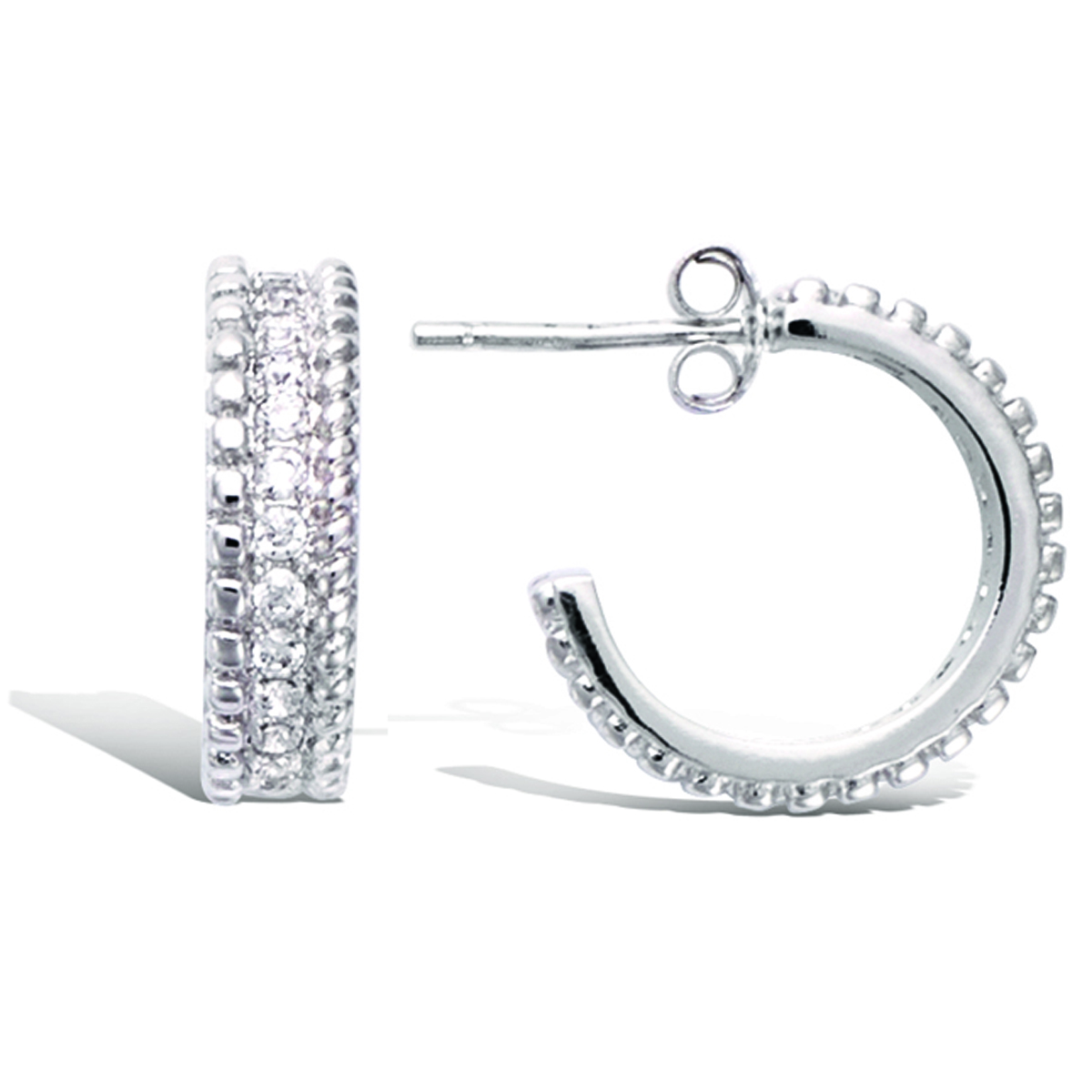 Créoles Argent \'Sissi\' blanc (rhodié) - 17 mm 5 mm - [Q4061]