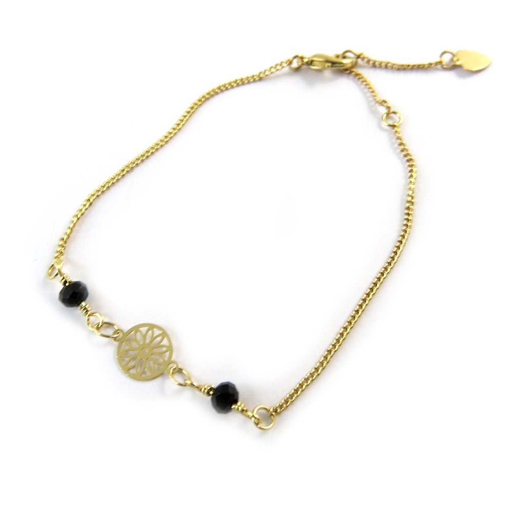 Bracelet \'Carmen\' noir doré - [N8872]