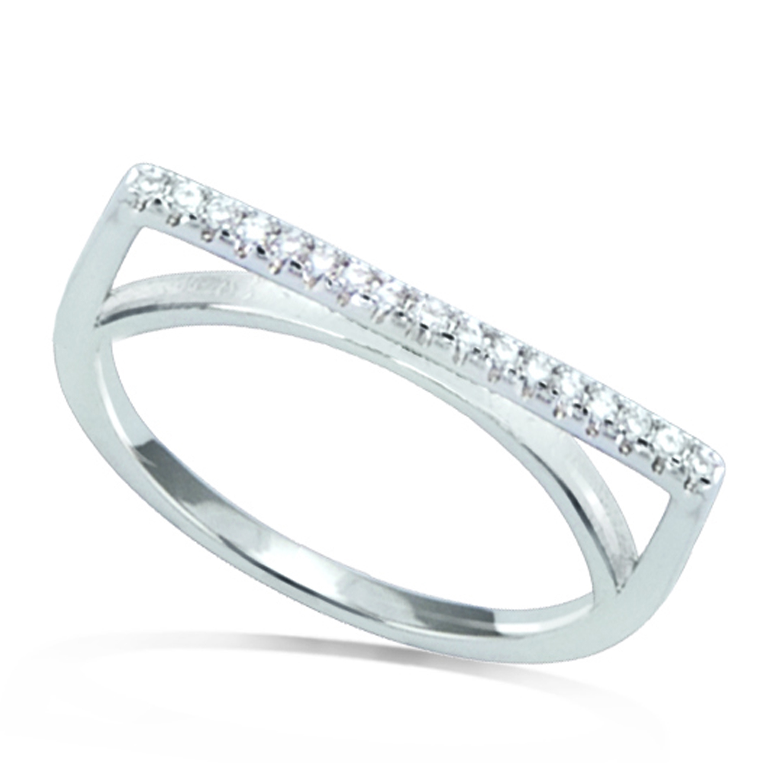 Bague argent \'Sissi\' blanc argenté (rhodié) - 1 mm - [Q4081]