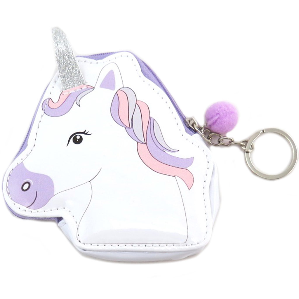 Porte-monnaie \'Licorne My Unicorn\' blanc violet - 11x11x2 cm - [P9537]