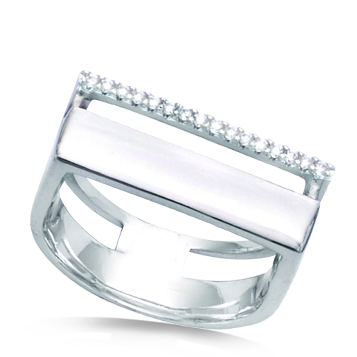 Bague argent \'Sissi\' blanc argenté (rhodié) - 8 mm - [Q4085]