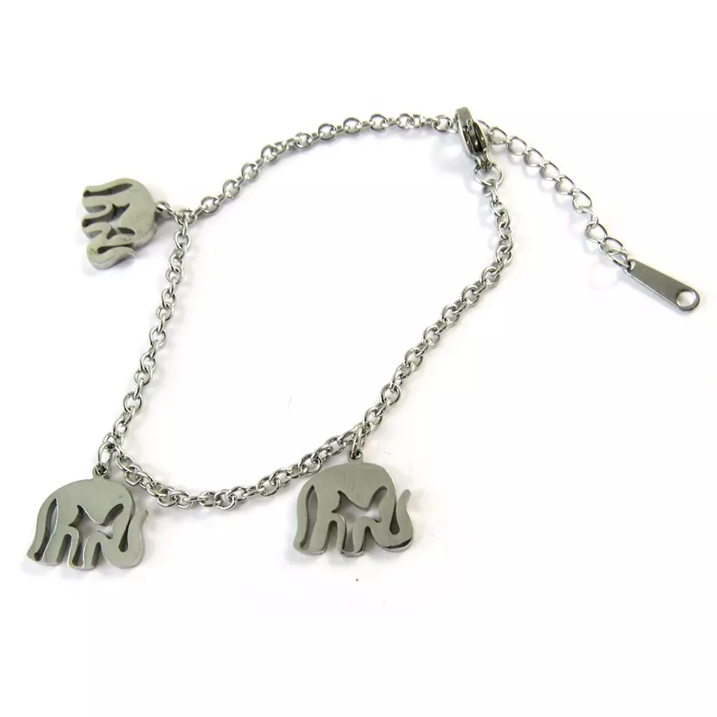 les trésors de lily Bracelet acier 'Elephant' gris [N8882]
