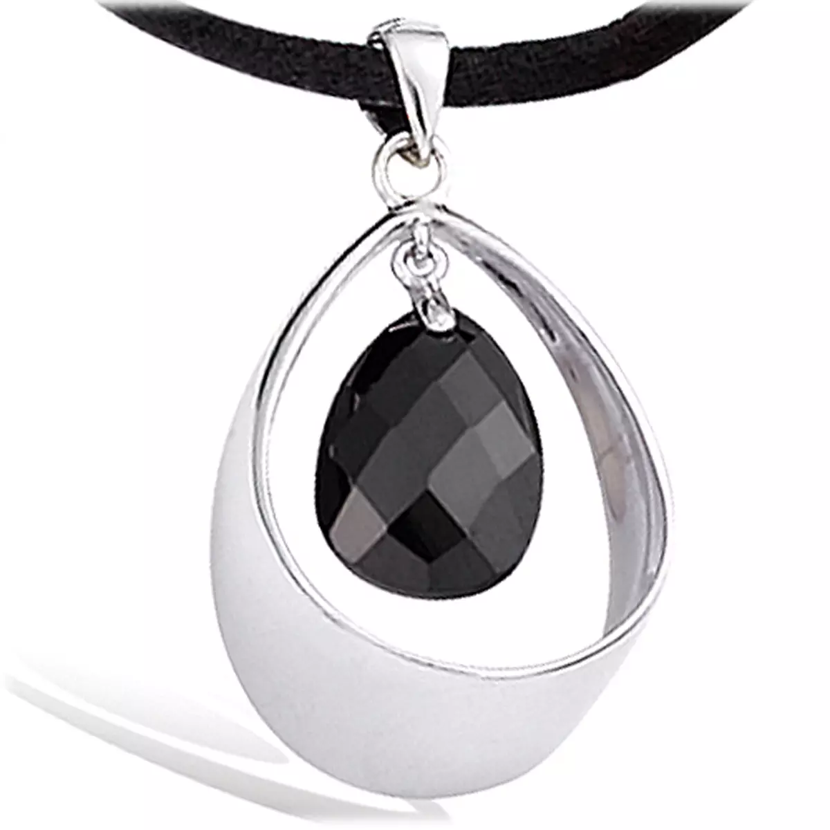 les trésors de lily Pendentif Argent 'Linda' noir argenté (rhodié) 20x25 mm [G8783]