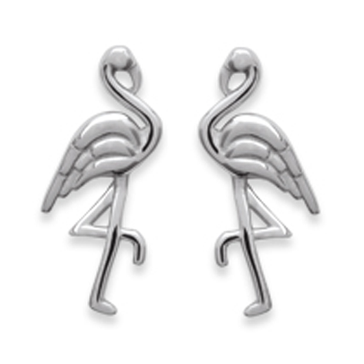 Boucles Argent \'Flamand Rose\' argenté (rhodié) - 14x7 mm - [P4385]
