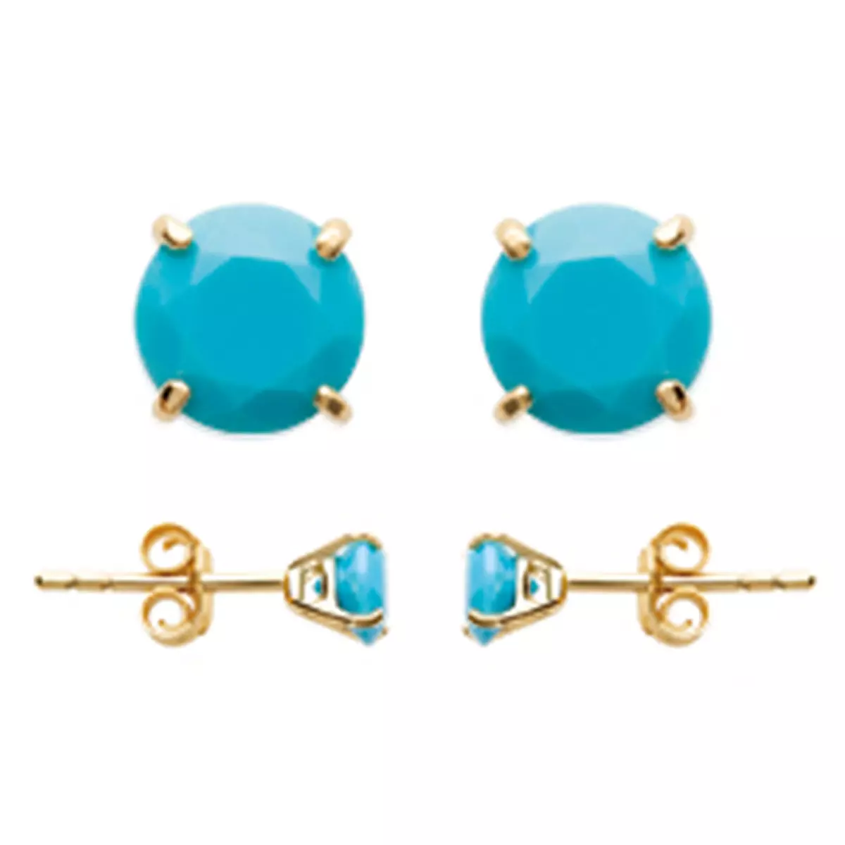 les trésors de lily Boucles 'Essentiel' turquoise doré 5 mm [P4386]