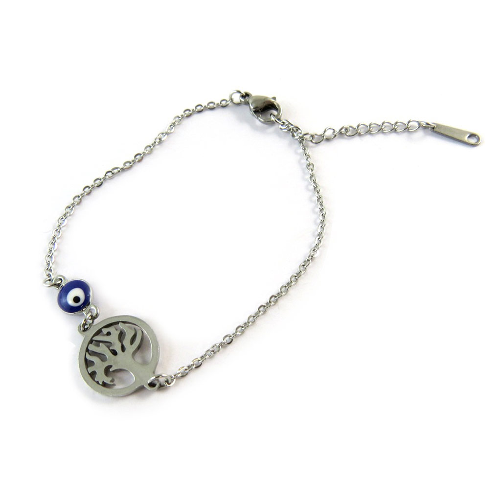 Bracelet acier \'Arbre de Vie\' gris argenté - [N8887]