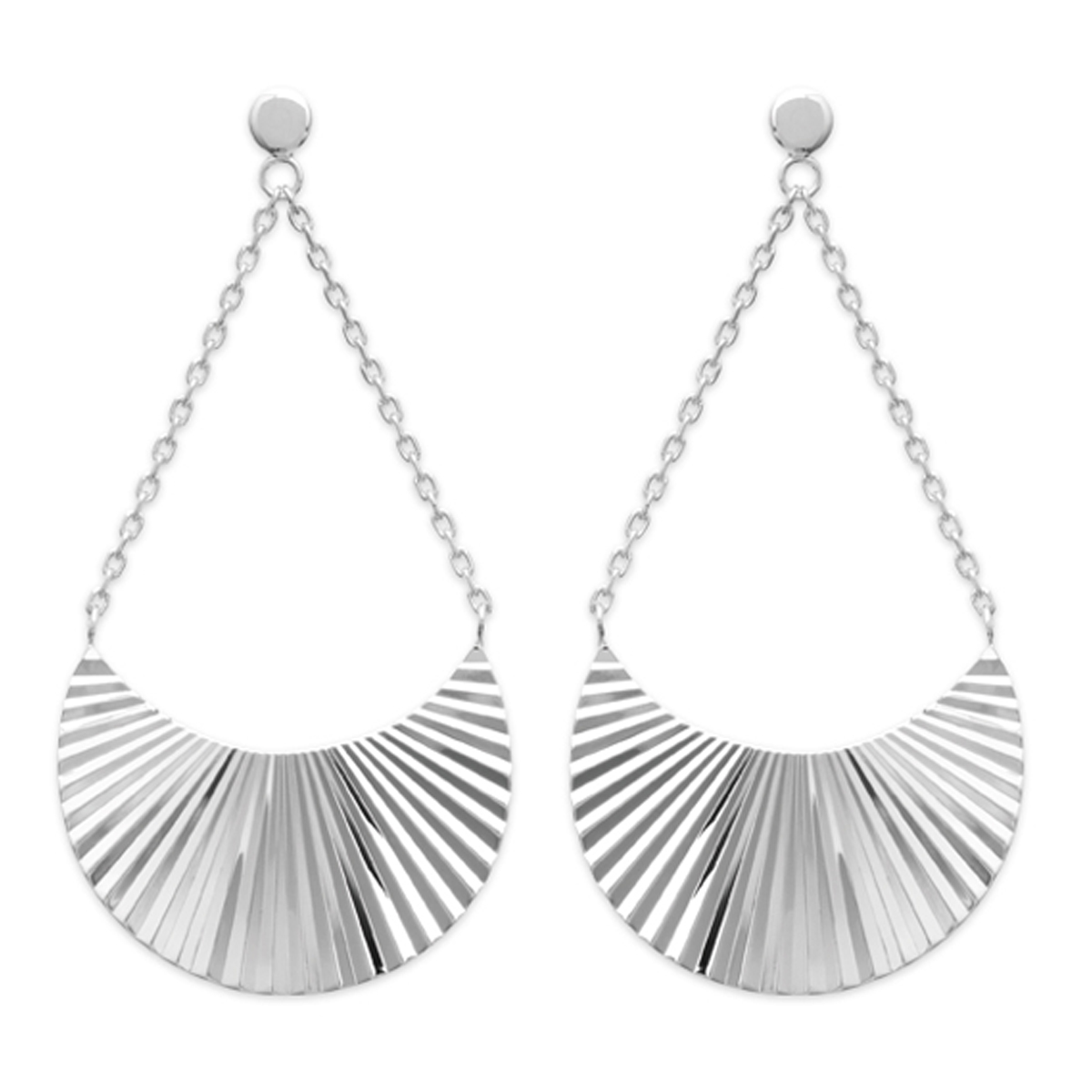 Boucles Argent \'Cléopatra\' argenté (rhodié) - 42x20 mm - [P4387]