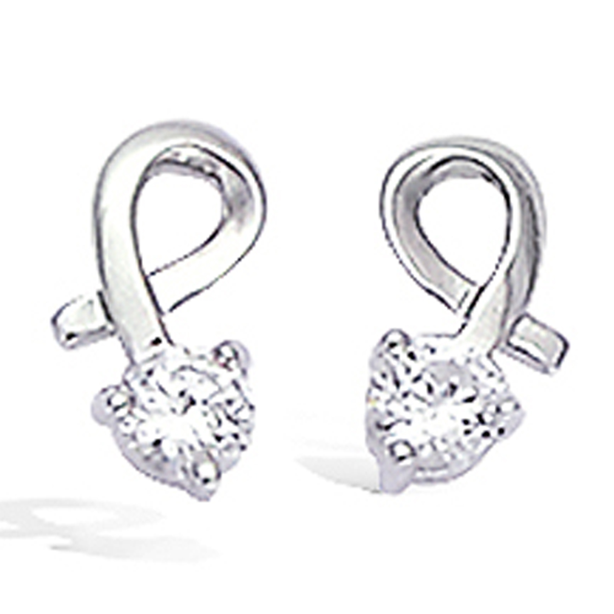 Boucles Argent \'Câlin\' Blanc argenté (rhodié) - 10x4 mm - [L1826]