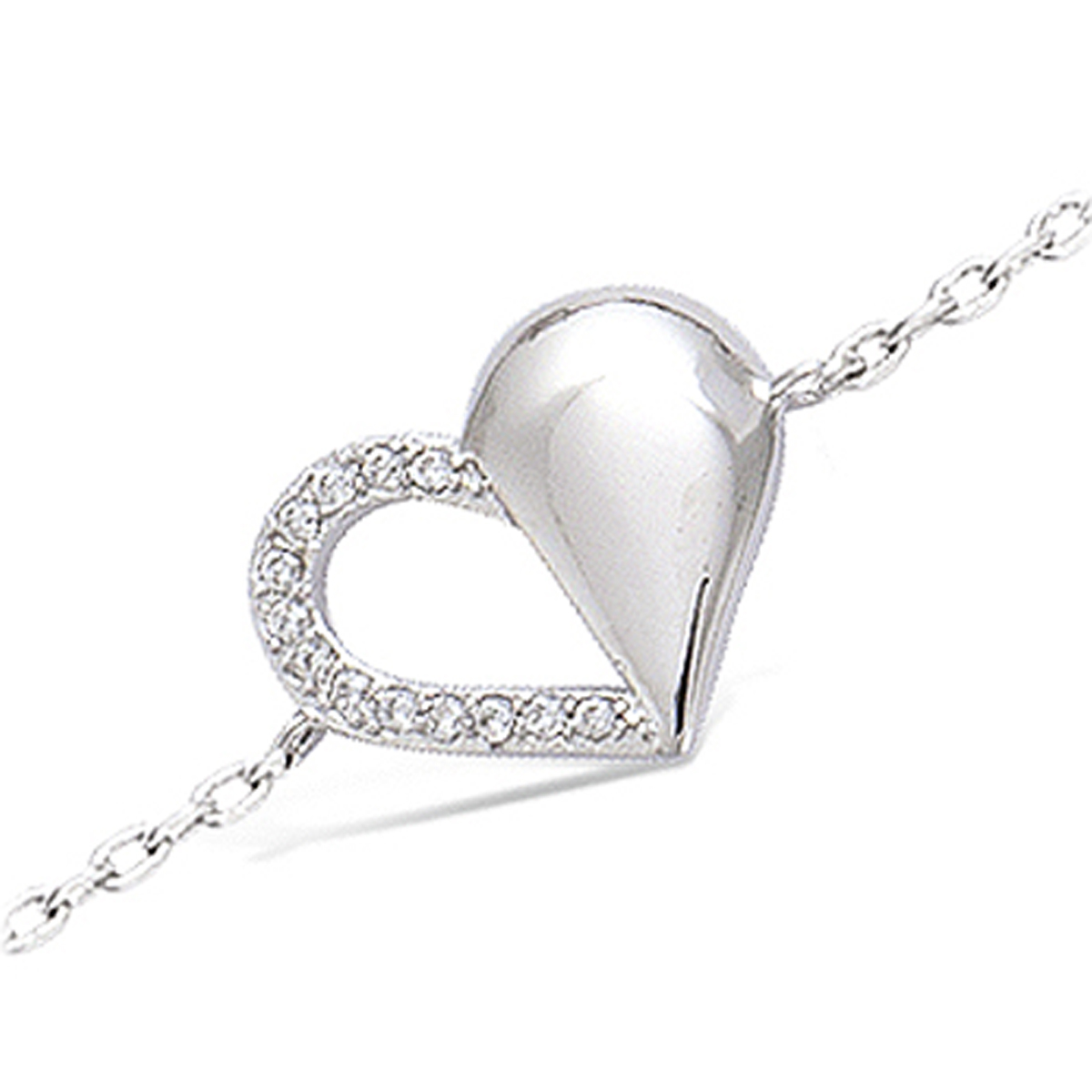 Bracelet argent \'Love\' blanc argenté (rhodié) - 16x14 mm - [N6855]