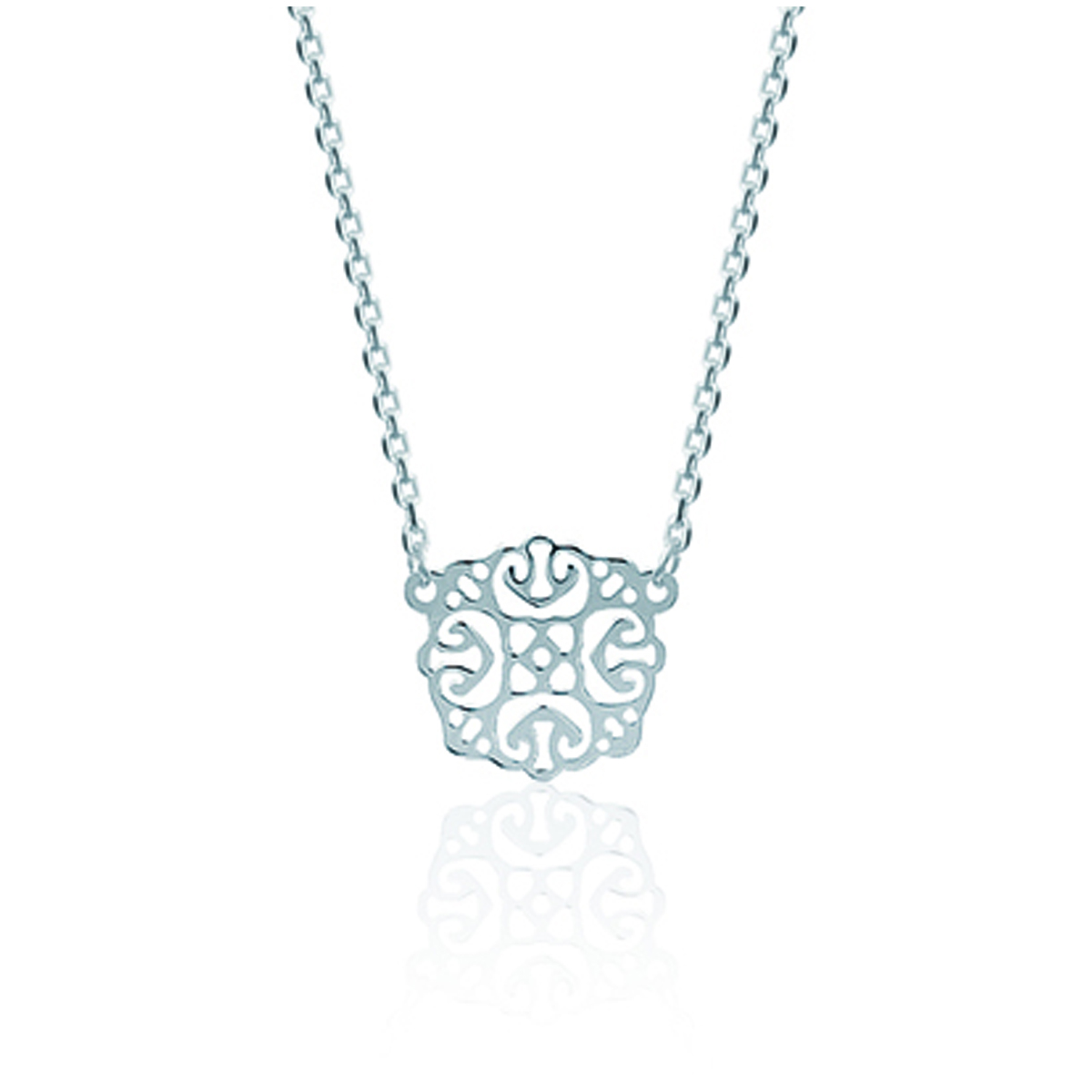 Collier Argent \'Carmen\' argenté (rhodié) - 15x15 mm - [M7642]