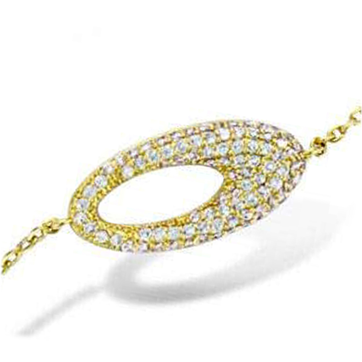 Bracelet Plaqué or \'Sissi\' blanc doré - 18x8 mm - [L7051]