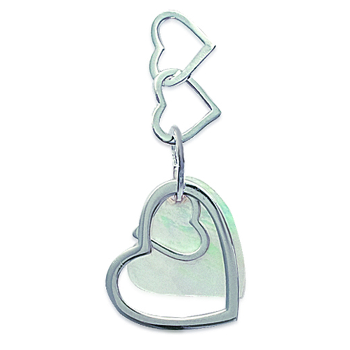 Pendentif Argent \'Cœurs Nacrés\' Blanc argenté - 35x20 mm - [D4596]
