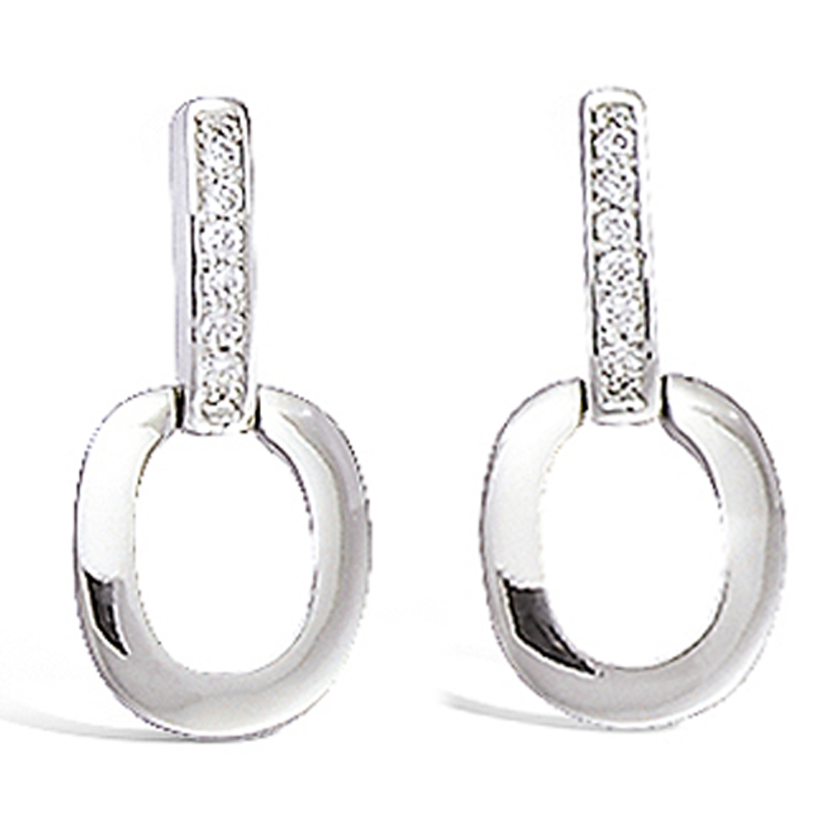 Boucles Argent \'Déesse\' Blanc argenté (rhodié) - 20x10 mm - [L1831]