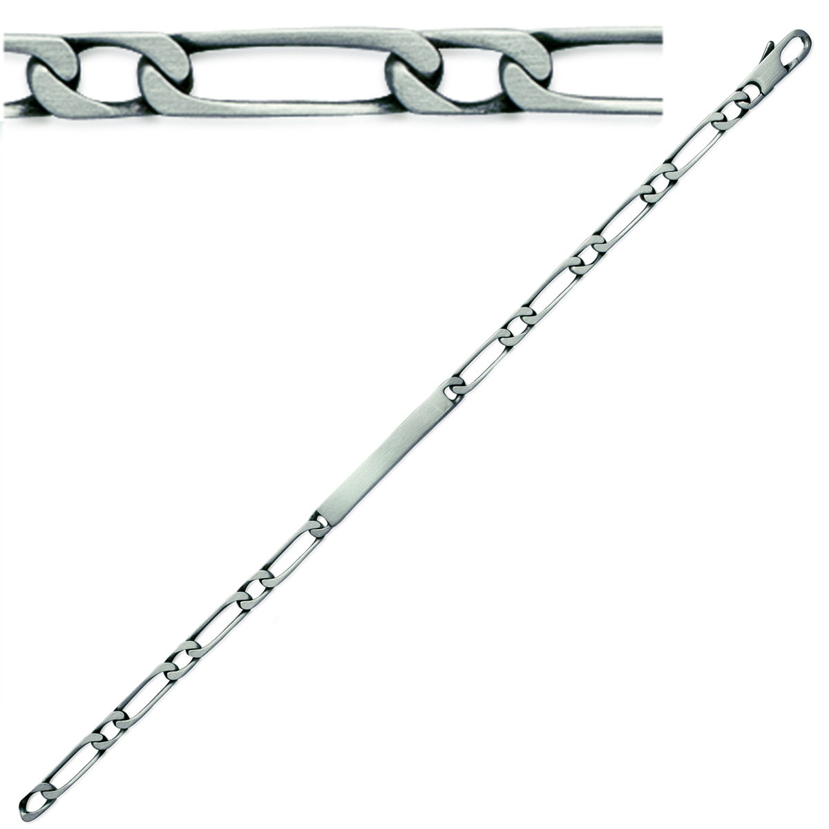 Gourmette Argent \'Eve\' figaro vieilli - 18 cm 4 mm - [G1284]