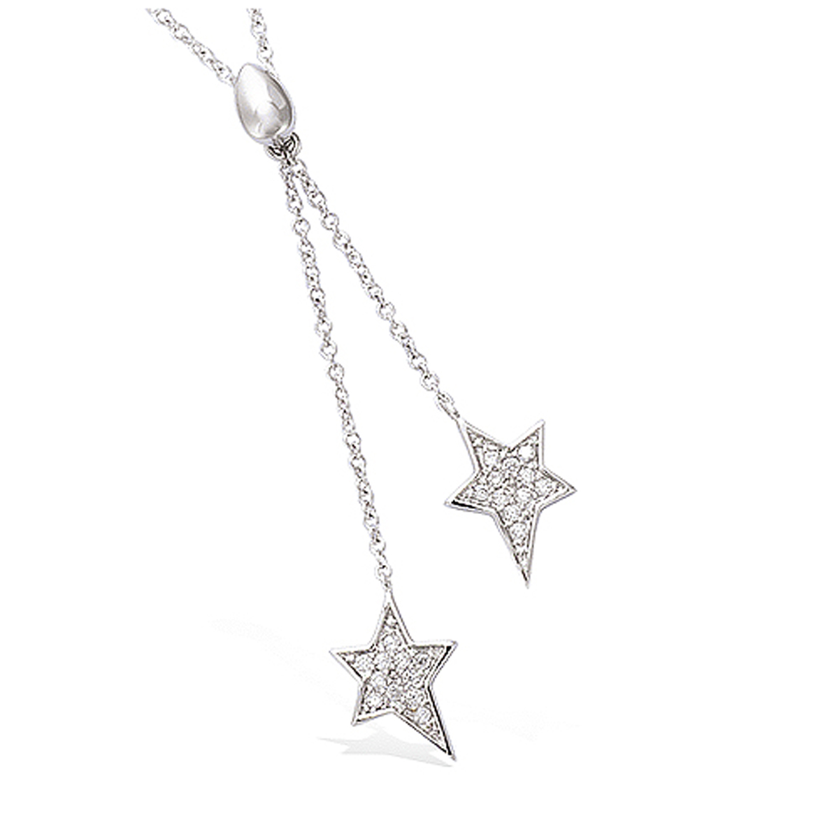 Collier Argent \'Etoiles\' blanc argenté (rhodié) - 50x9 mm - [N6861]