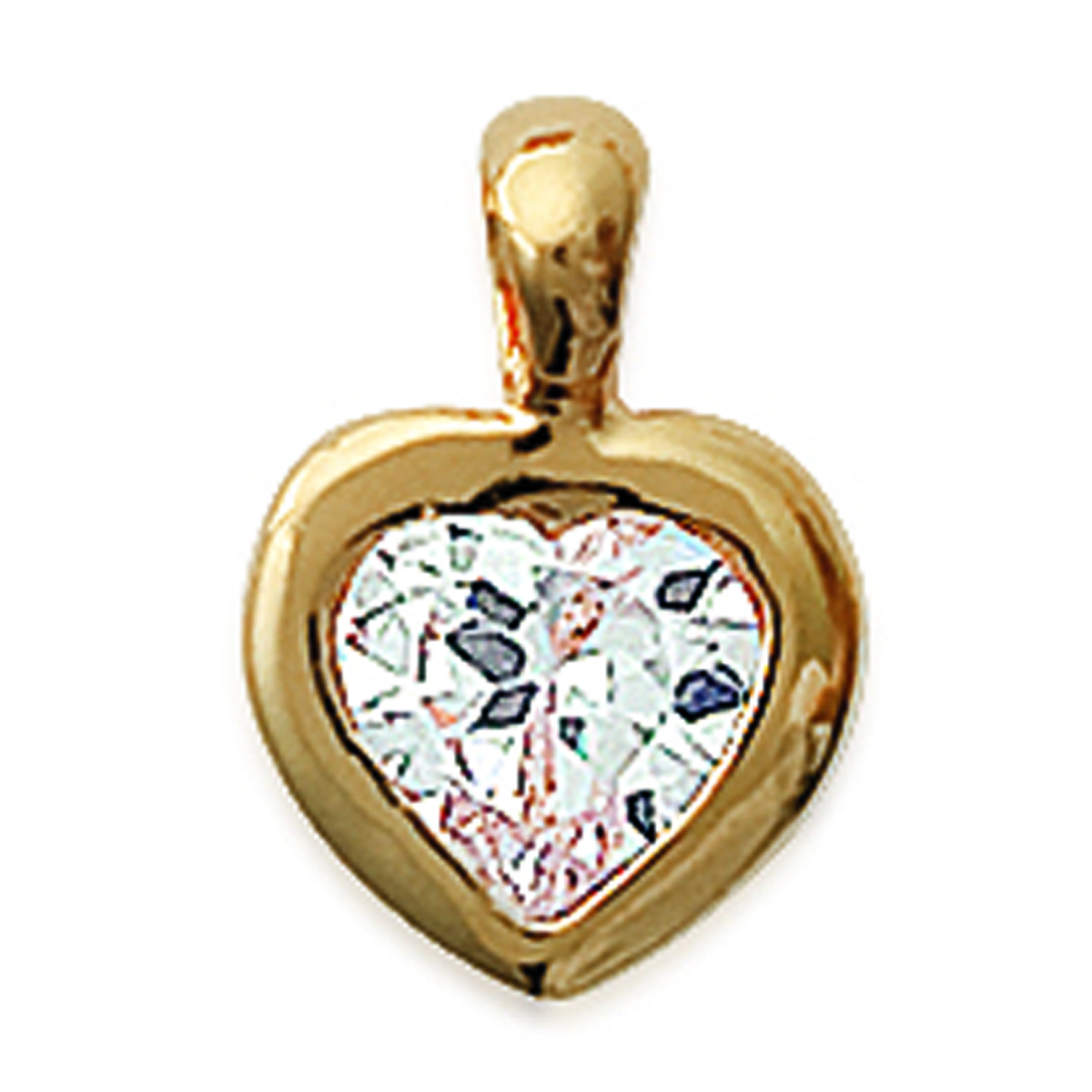 Pendentif Plaqué Or \'Coeur Chéri\' blanc doré - 10x10 mm - [D4601]
