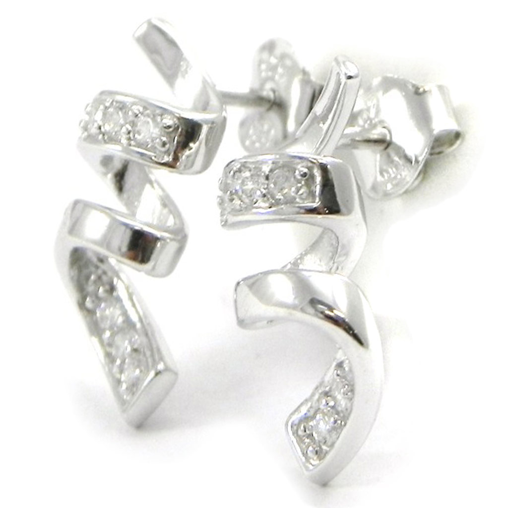 Boucles Argent \'Déesse\' Blanc argenté (rhodié) - 15x6 mm - [I3733]