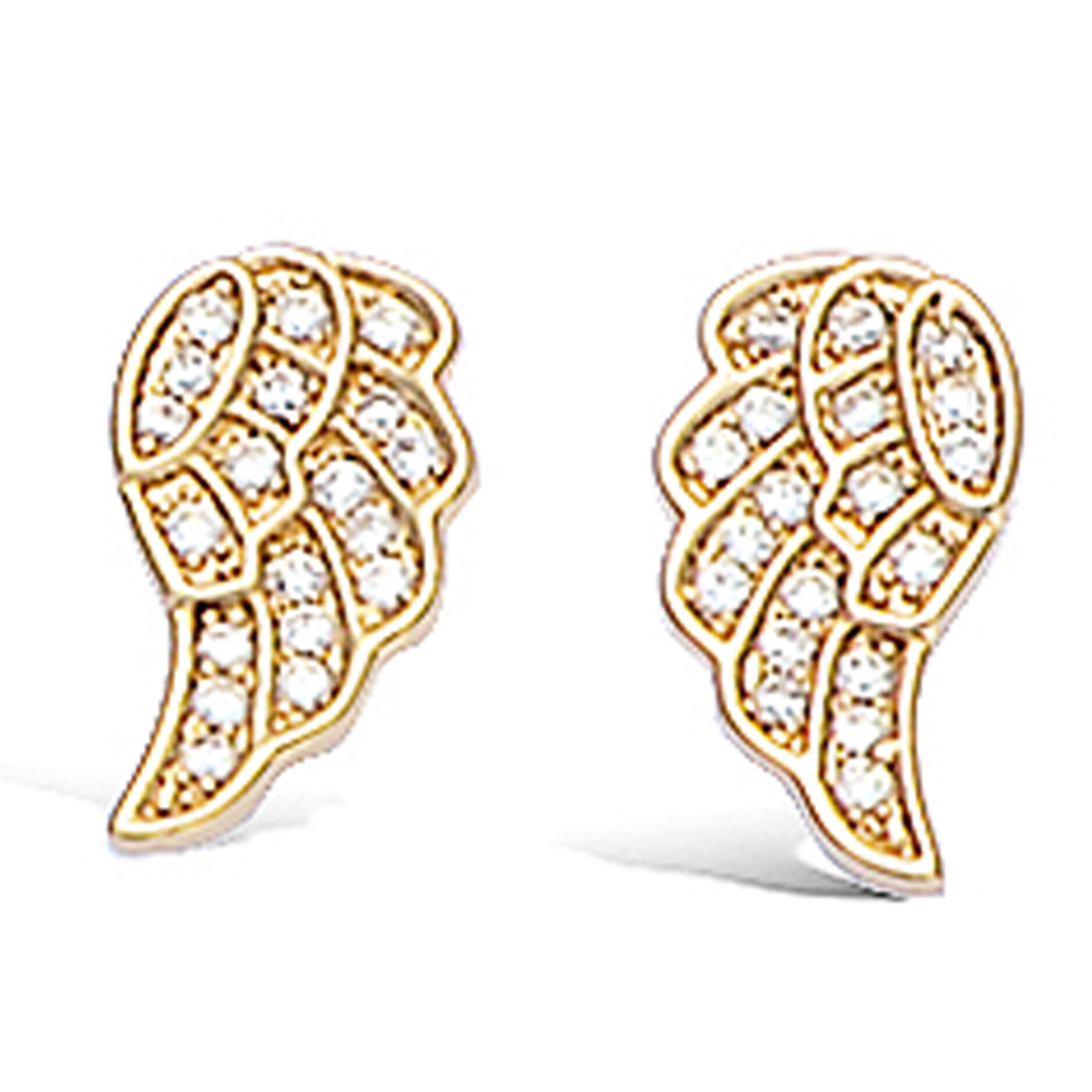 Boucles Plaqué Or \'Les Ailes d\'Ange\' Blanc doré - 12x6 mm - [L1840]