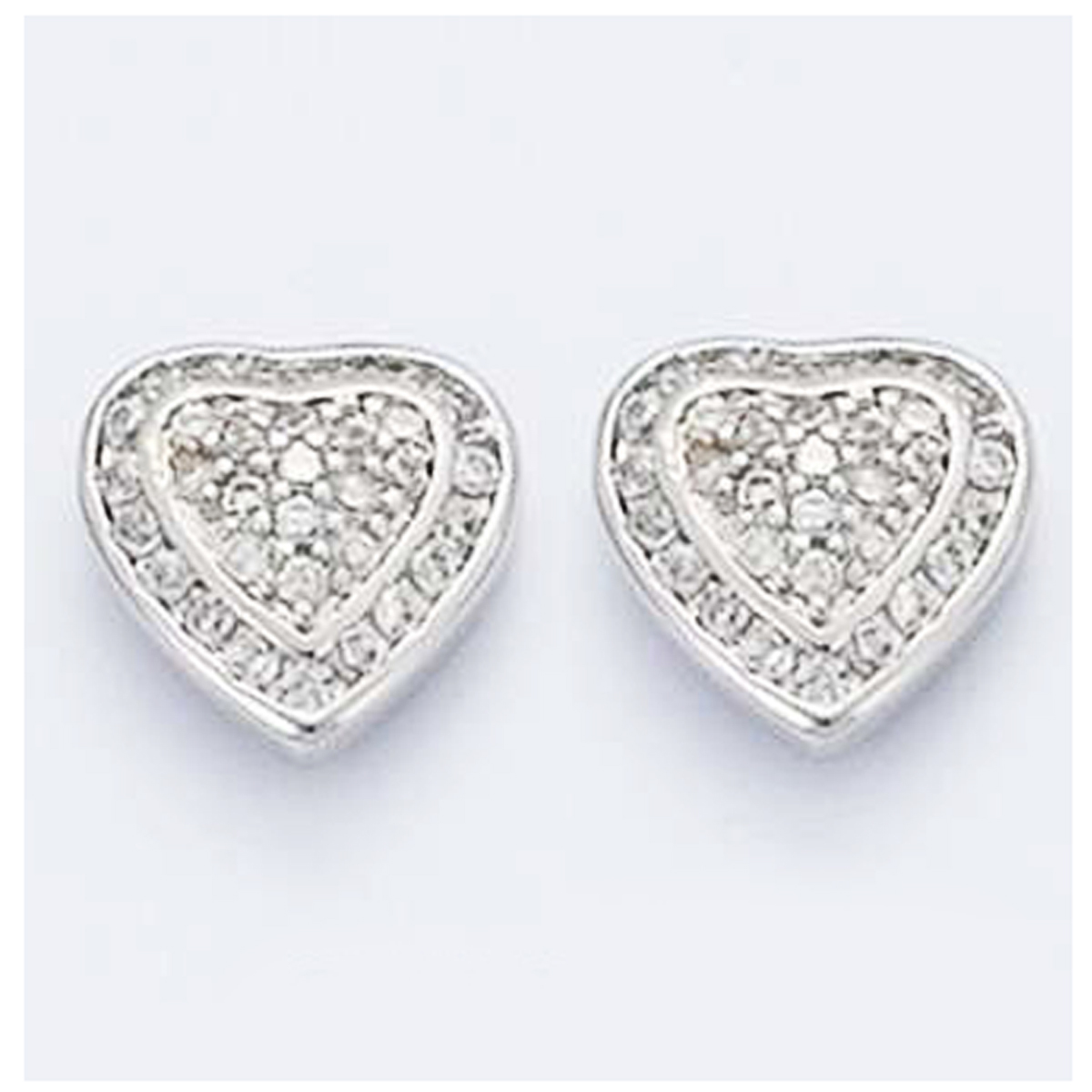 Boucles Argent \'Love Divine\' blanc argenté (rhodié) - 10x10 mm - [I3741]