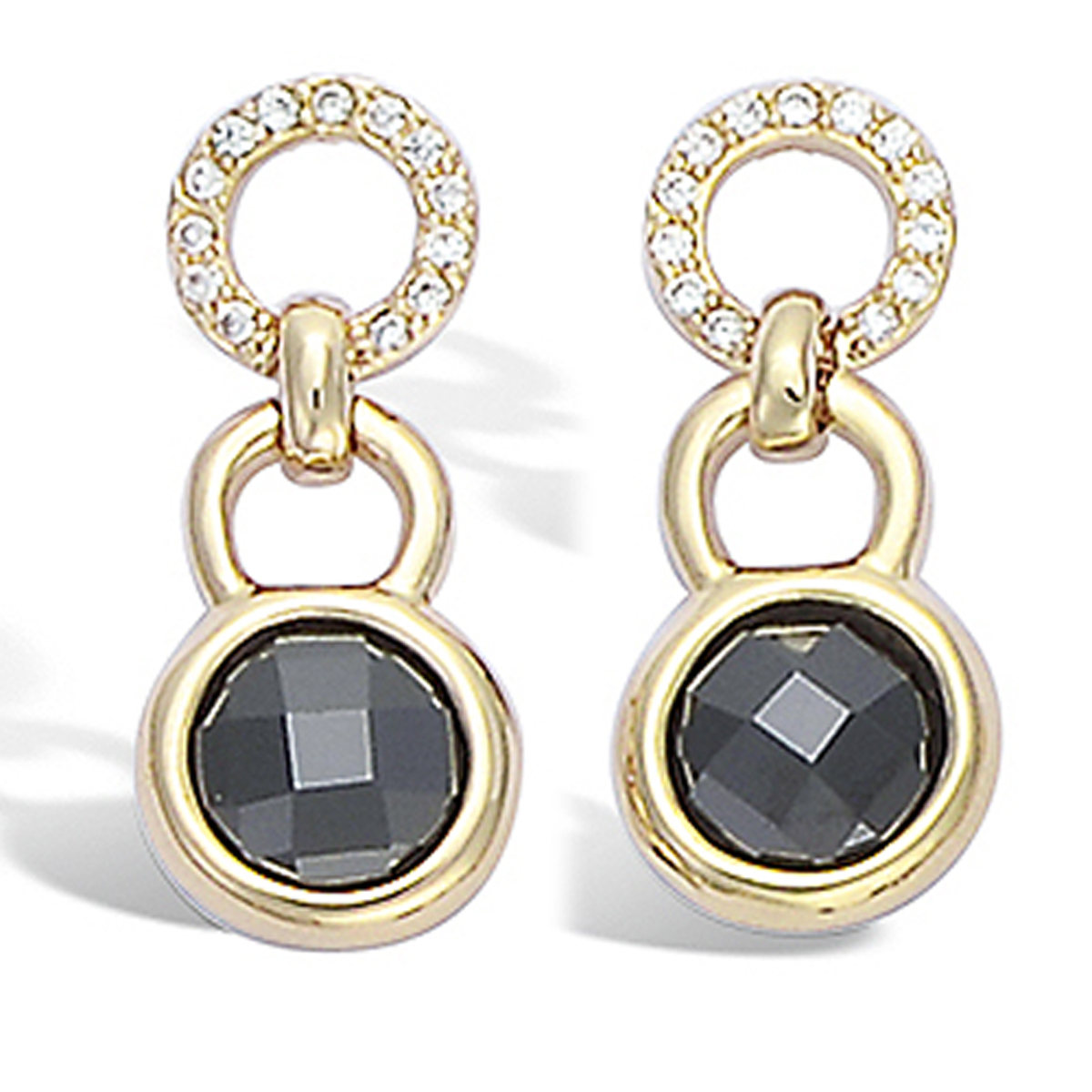 Boucles Plaqué Or \'Linda\' noir doré - 20x8 mm - [L1842]