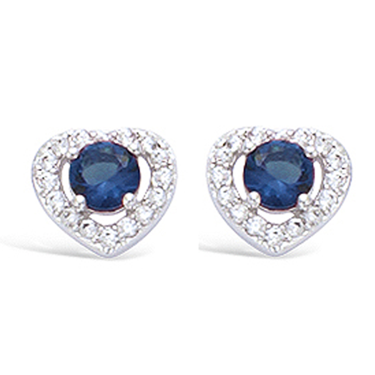 Boucles Argent \'Love\' saphir blanc argenté (rhodié) - 9 mm - [N6873]