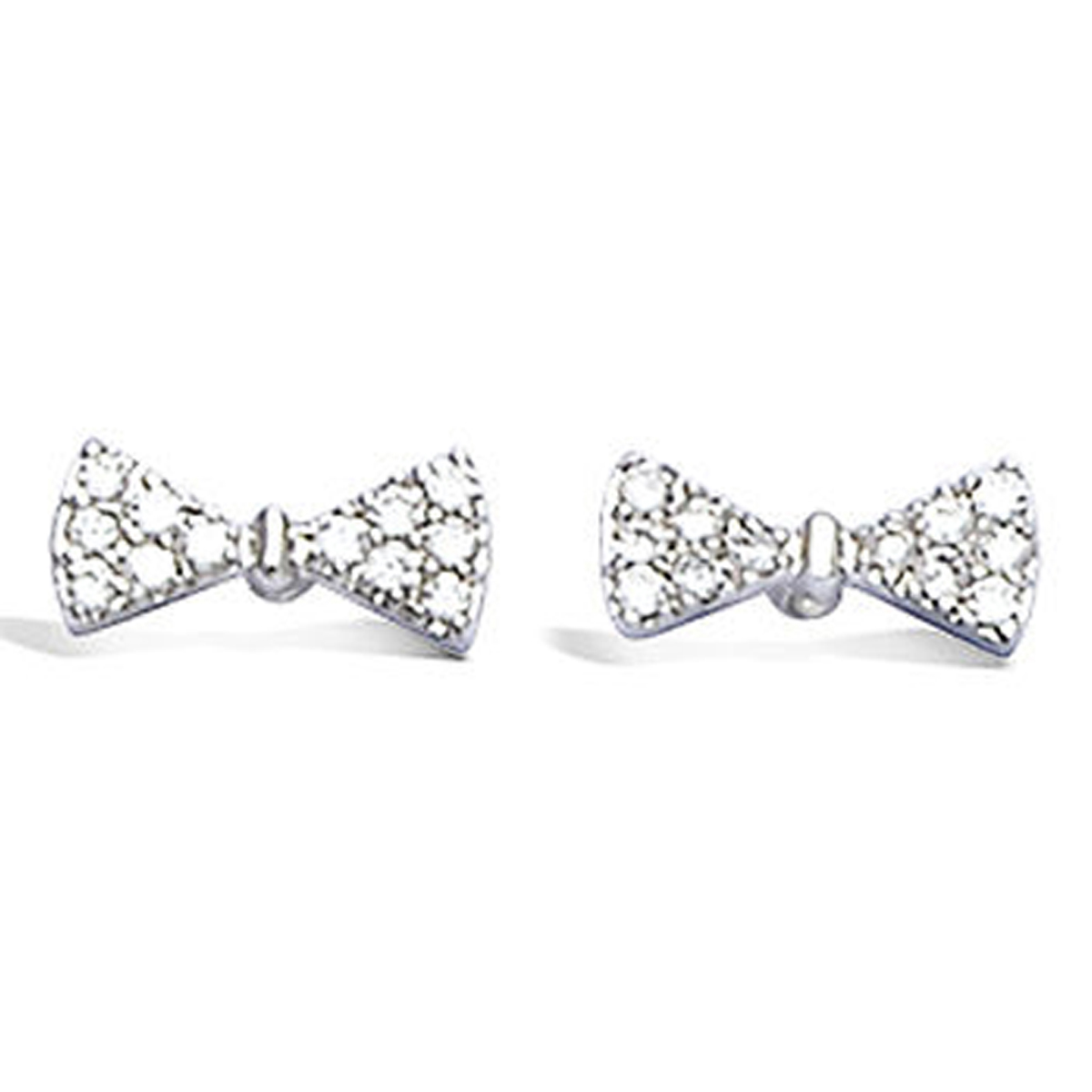 Boucles Argent \'Noeud Romantique\' Blanc argenté (rhodié) - 10x4 mm - [K6621]