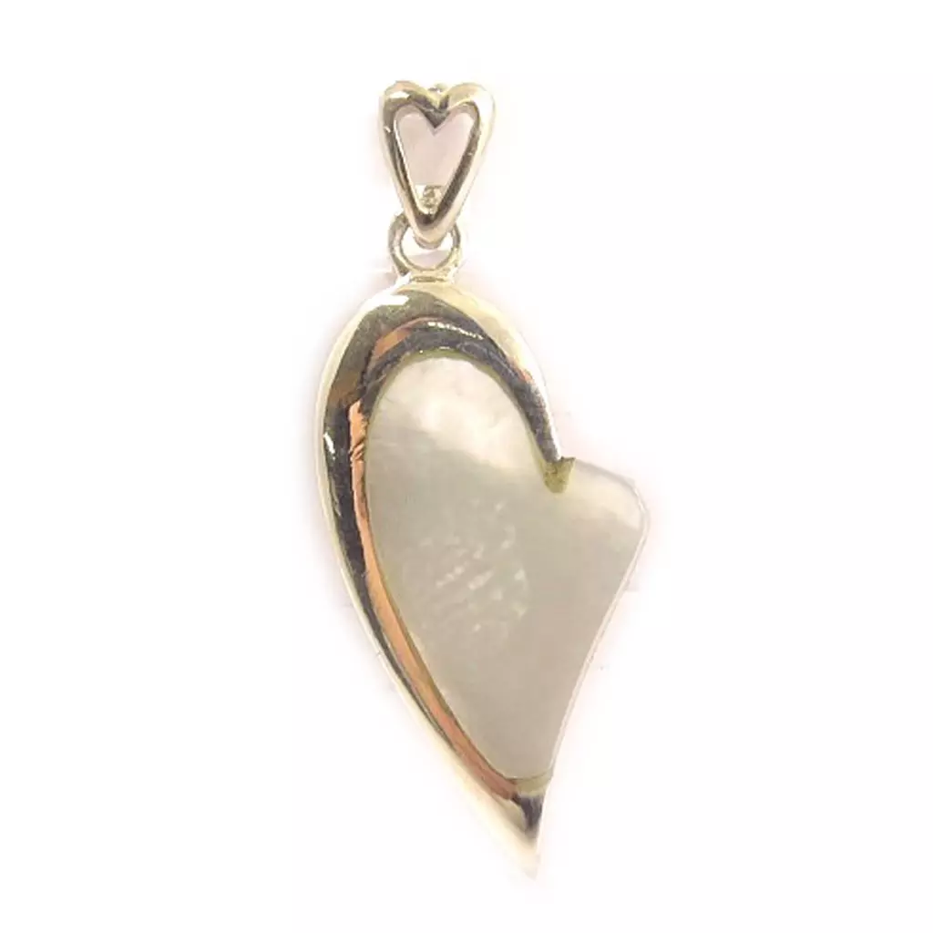 les trésors de lily Pendentif Argent 'Cœur Nacré' Blanc [D4620]