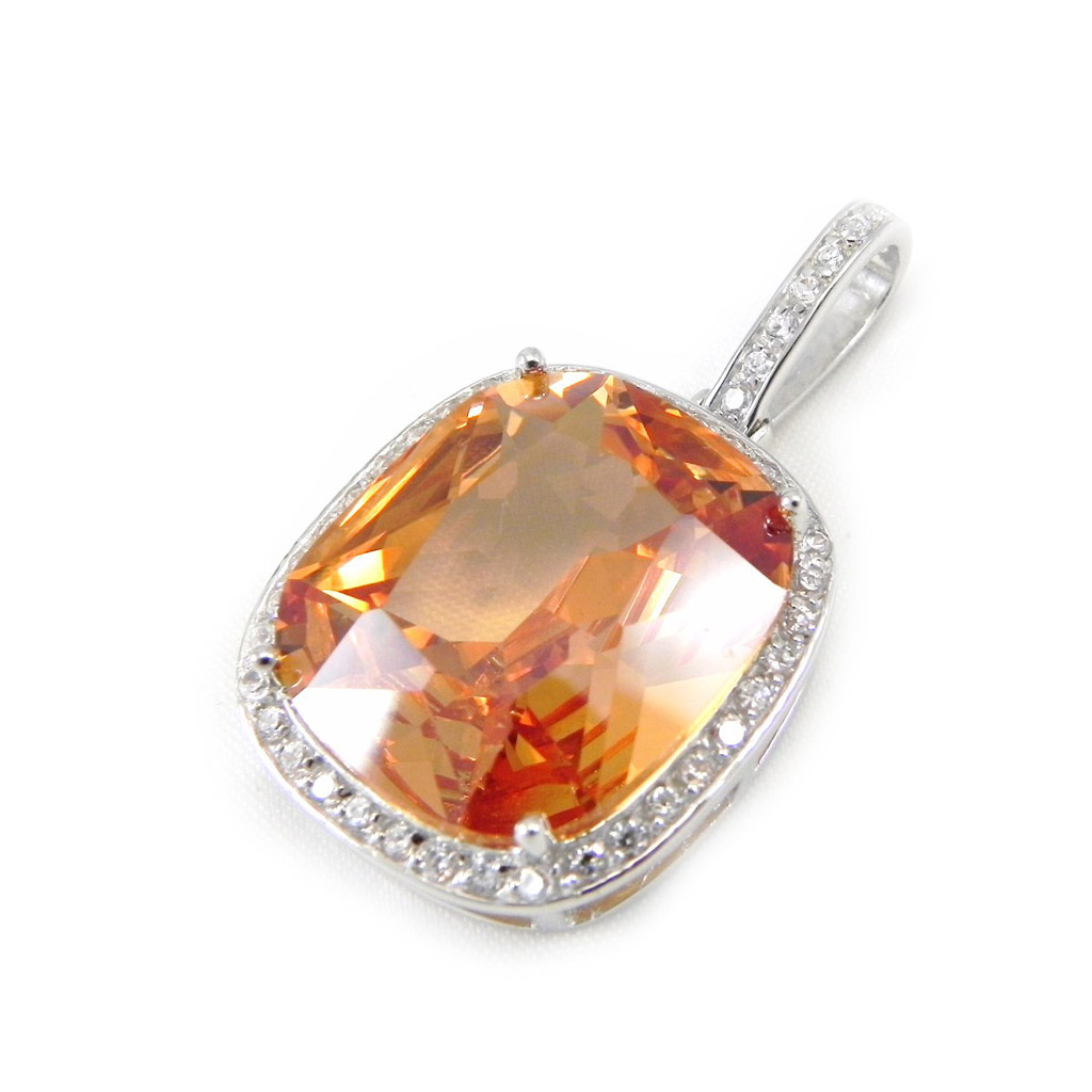 Pendentif Argent \'Sissi\' Ambre Blanc - [G8823]