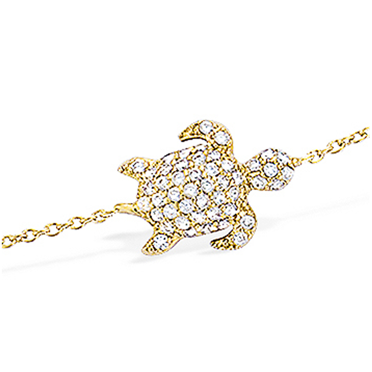 Bracelet Plaqué or \'Tortue\' blanc doré - 15x10 mm - [L7066]