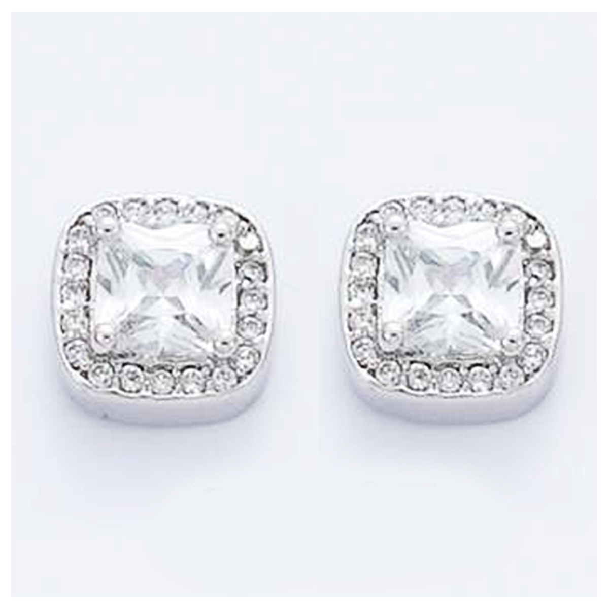 Boucles Argent \'Déesse\' Blanc argenté (rhodié) - 10x10 mm - [I3749]