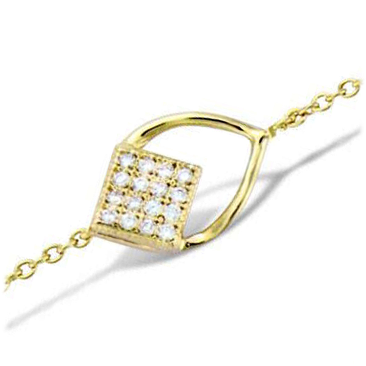 Bracelet Plaqué or \'Sissi\' blanc doré - 12x8 mm - [L7076]