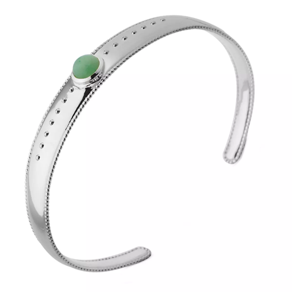 les trésors de lily Bracelet Argent 'Cléopatra' aventurine vert argenté (rhodié) 58 mm 10 mm [Q4153]