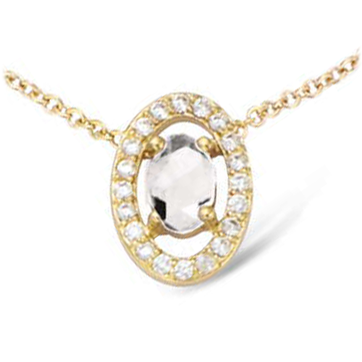 Collier Plaqué-Or \'Sissi\' blanc doré - 12x8 mm - [L7080]