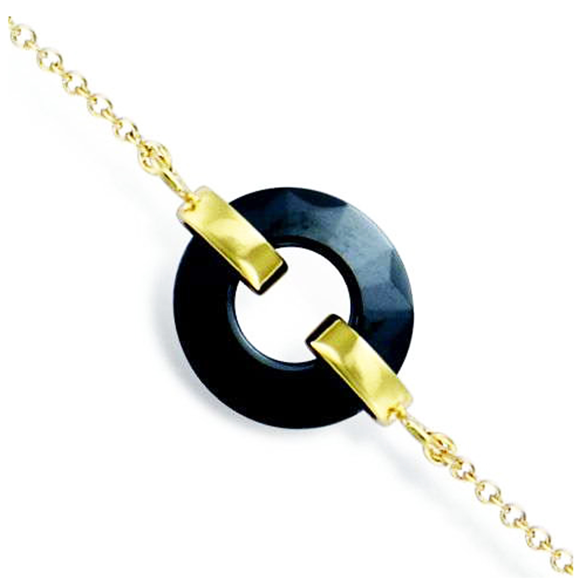 Bracelet Plaqué Or \'Chorégraphie\' noir doré - 12 mm - [L7082]