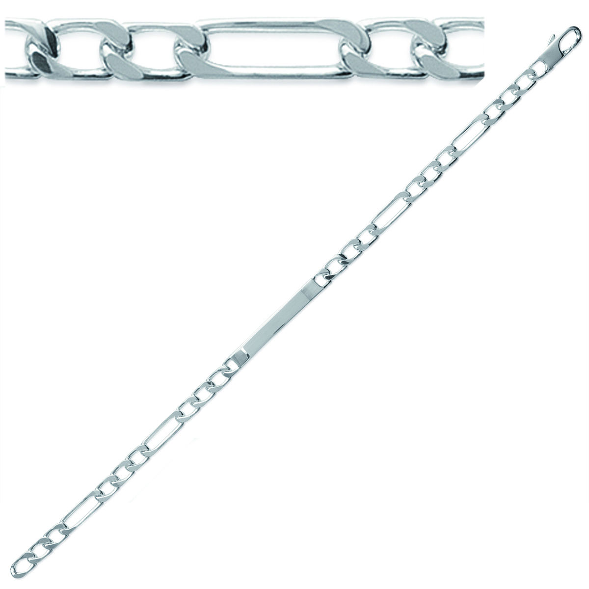 Gourmette Argent \'Eve\' figaro - 18 cm 4 mm - [G1312]