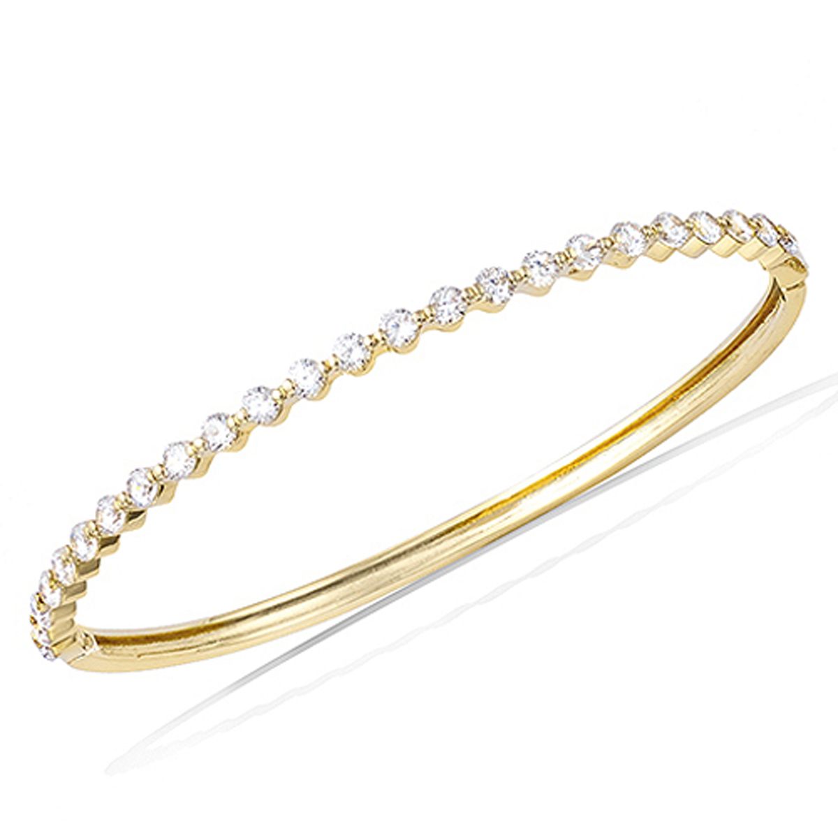 Bracelet plaqué or \'Sissi\' blanc doré - 65x55 mm 3 mm - [Q1070]