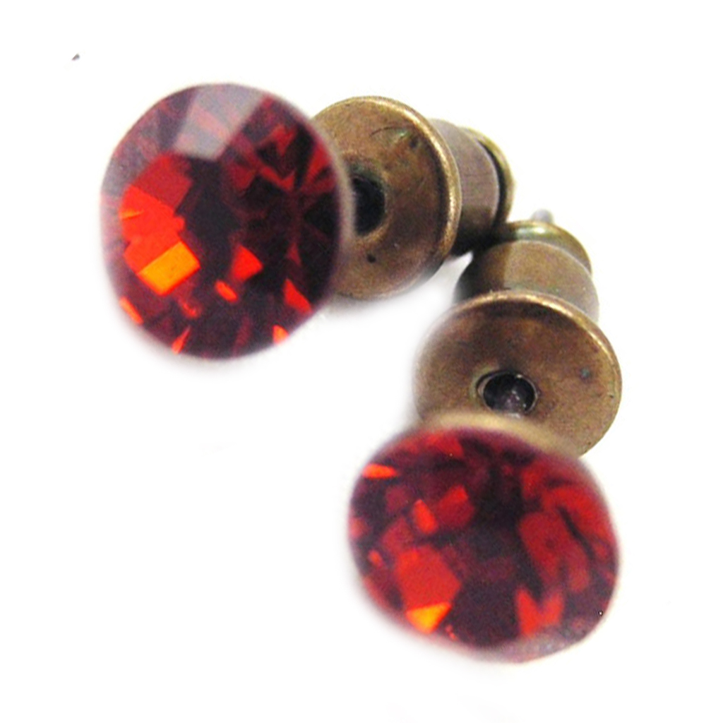 Boucles \'Oeil de Cristal\' Acajou 6 mm - [F2348]