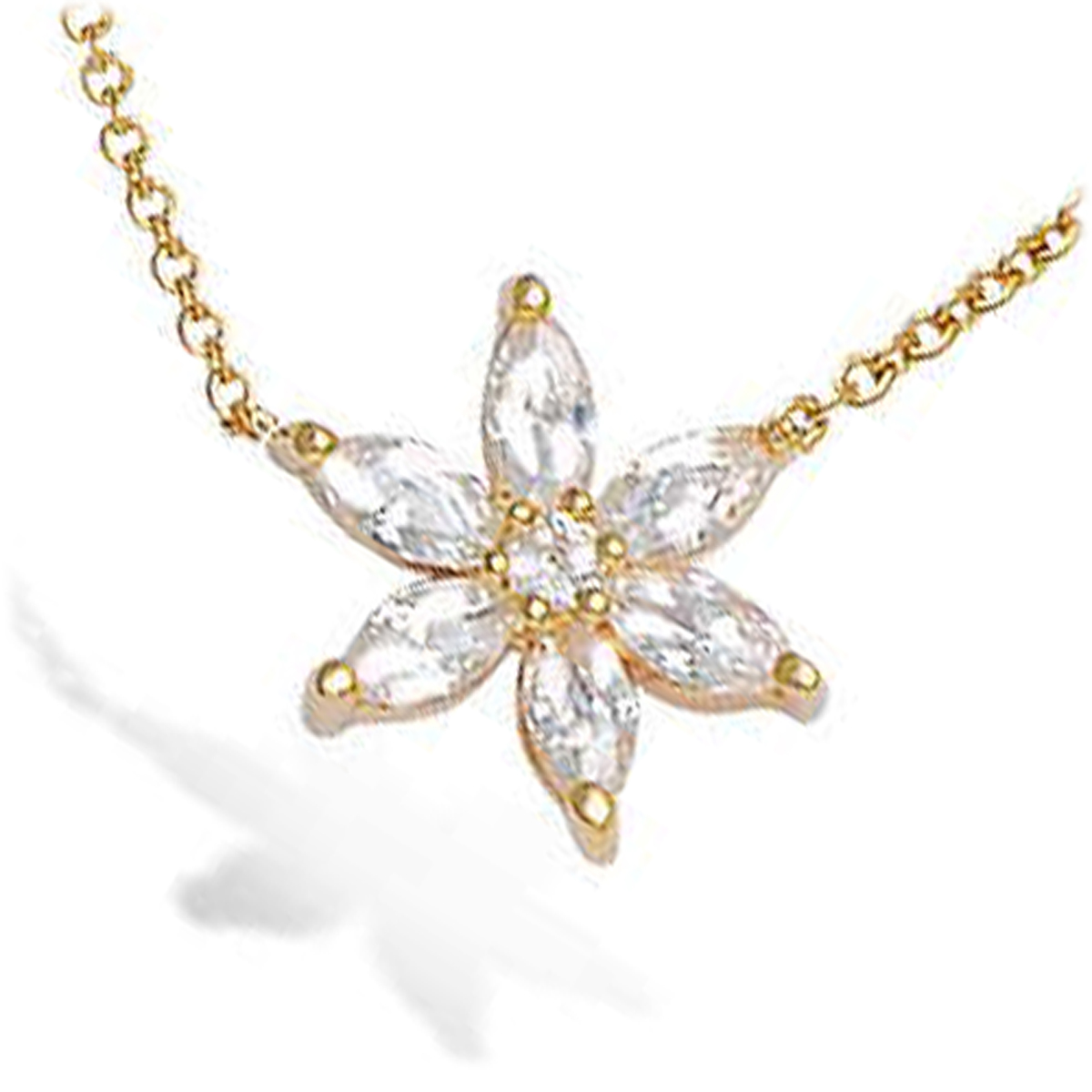 Collier Plaqué-Or \'Flora\' blanc doré - 12 mm - [K6645]