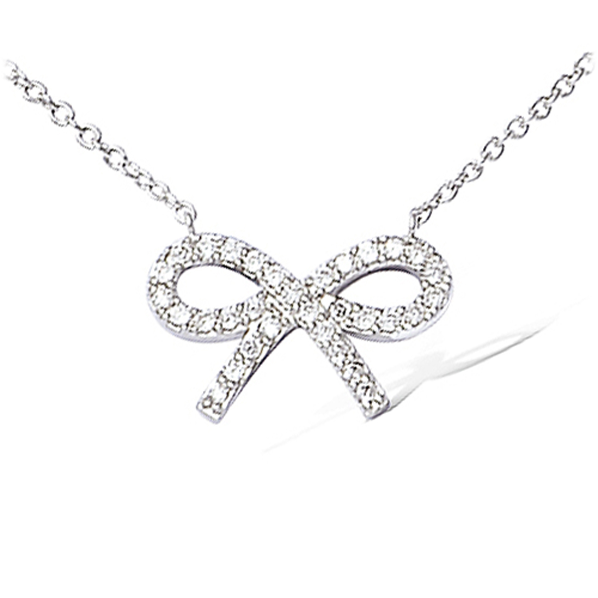 Collier Argent \'Noeud Romantique\' blanc argenté (rhodié) - 16x10 mm - [K6647]