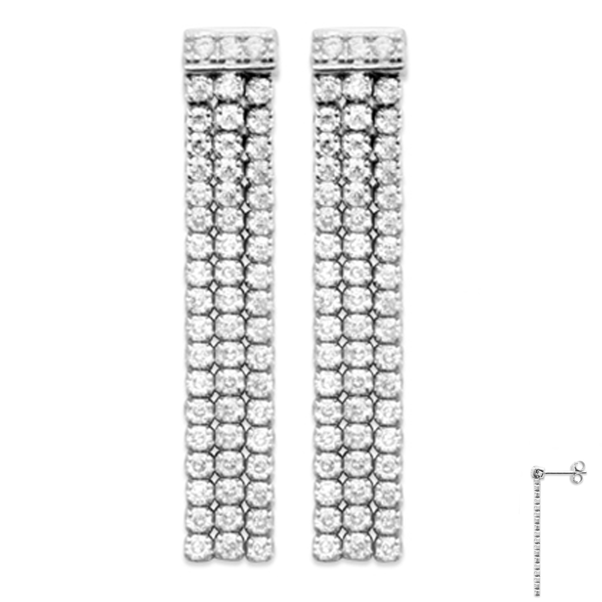 Boucles Argent \'Sissi\' blanc argenté (rhodié) - 28x5 mm - [Q4162]