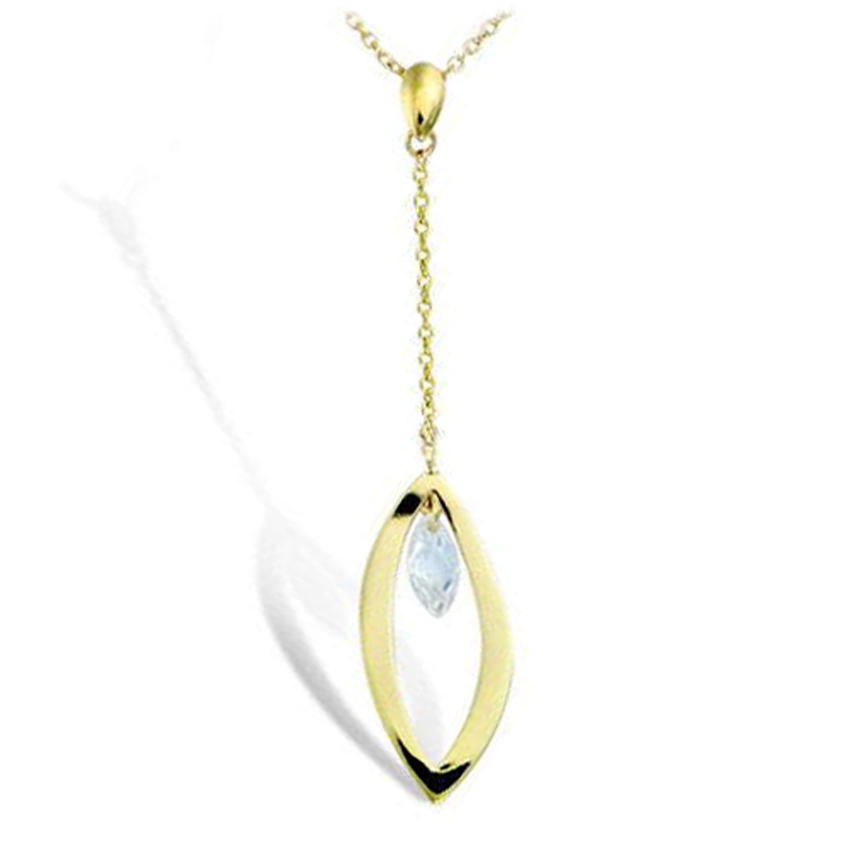 Collier Plaqué-Or \'Sissi\' blanc doré - 60x12 mm - [L7097]