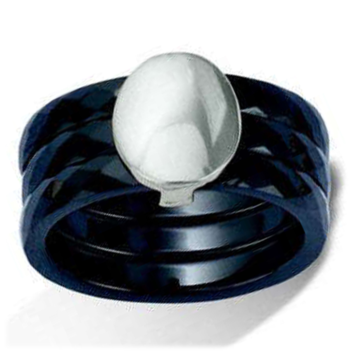 Bague Argent \'Chorégraphie\' noir céramique argenté (rhodié) - 11 mm - [L7100]